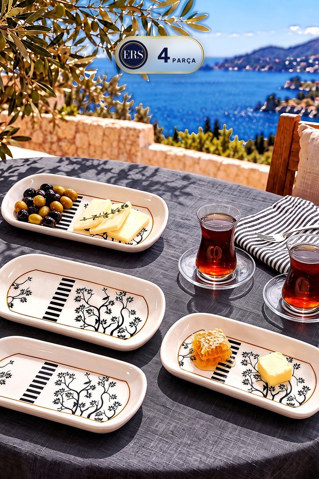 Flow 4-Piece Luxury Oval Cheese Platter Set (9.5X21 cm)