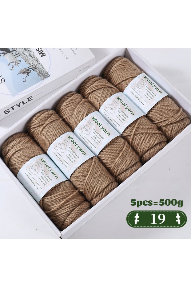 19 500g Gradient-Dyed Rainbow Alpaca Wool Yarn, Thick Hand-Knitting Material Suitable for Casual Kni