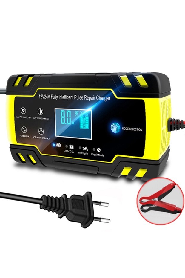 EU PLUG 12V 8A 24V 4A Smart Auto Pulse Repair Charger LCD Display For AGM Gel Car Motorcycle Truck L