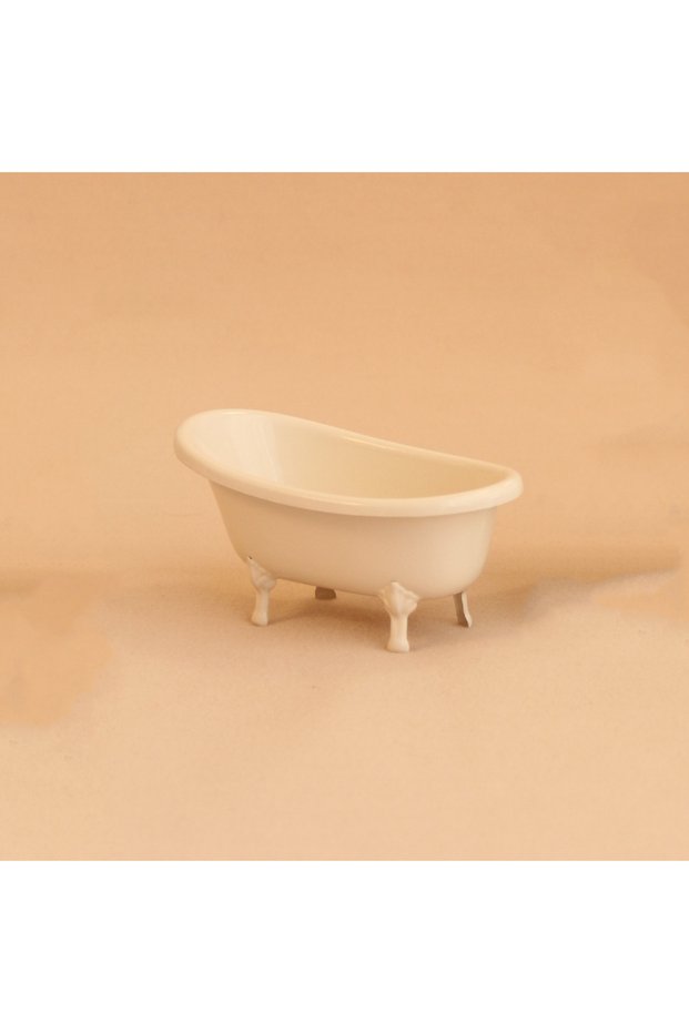 White Miniature Simulation Toy House Furniture 1:12 Scale Iron Bathtub, Washbasin, Toilet Suitable f
