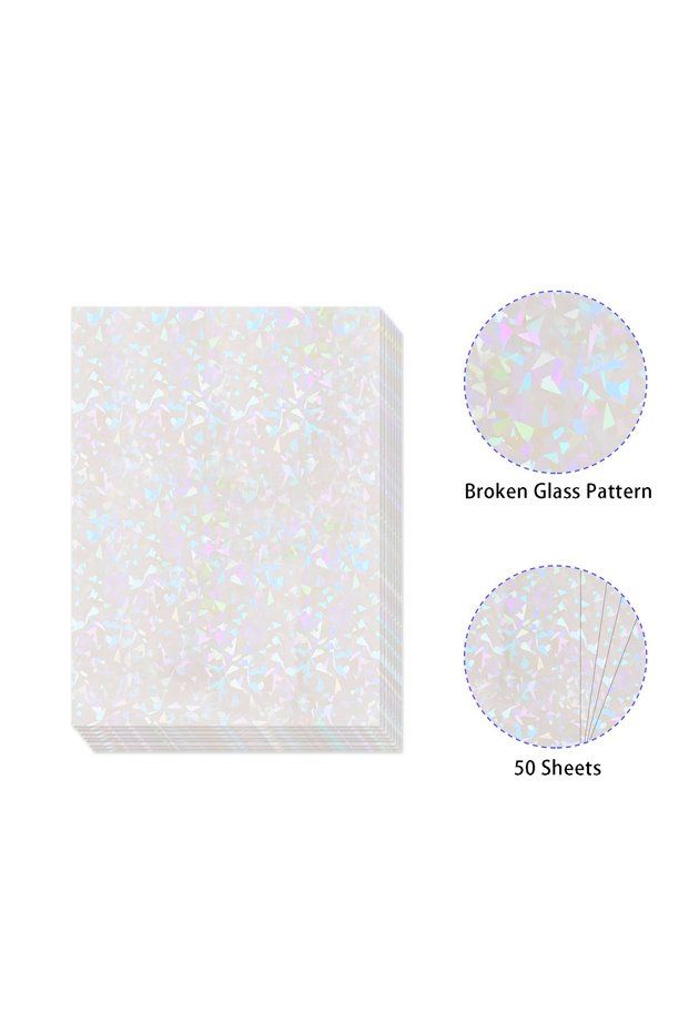Broken Glass 50 Sheets 4.1x2.9 Inch Holographic Cold Lamination Film Clear Overlay Lamination Sticke