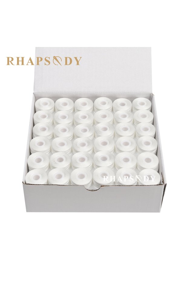 75D2 Without Side White 75D 144pcs Rhapsody 144pcs Type L SA155 Prewound Bobbin Thread 75D 60WT Side