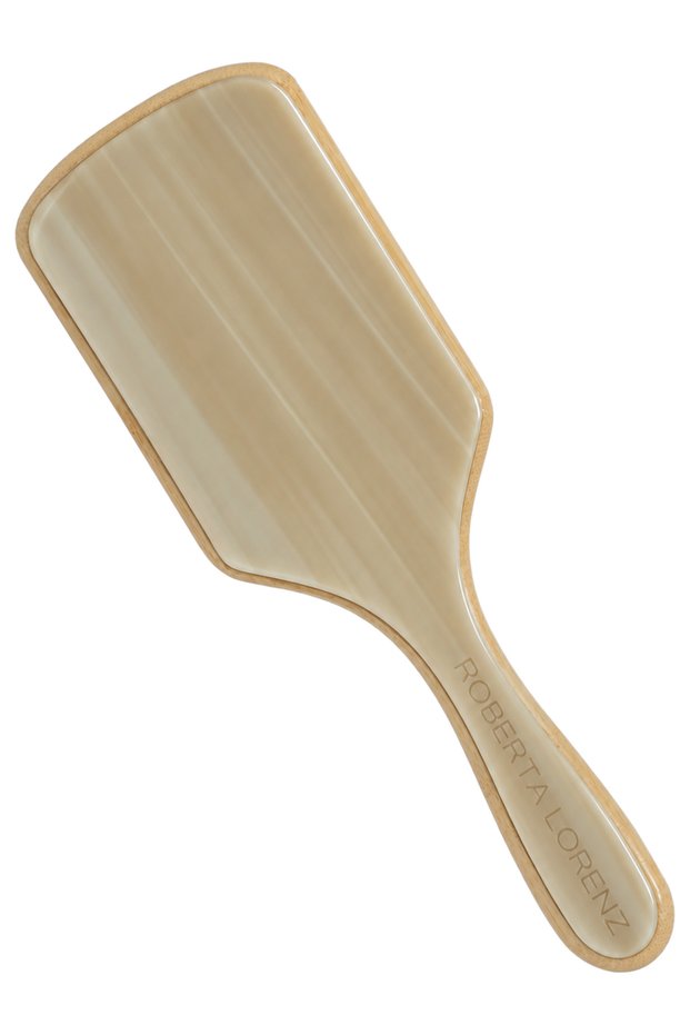 Cream Pink Hologram Premium Acetate Bamboo Hairbrush and Comb 25 cm – Ergonomic Design, Massage Effect