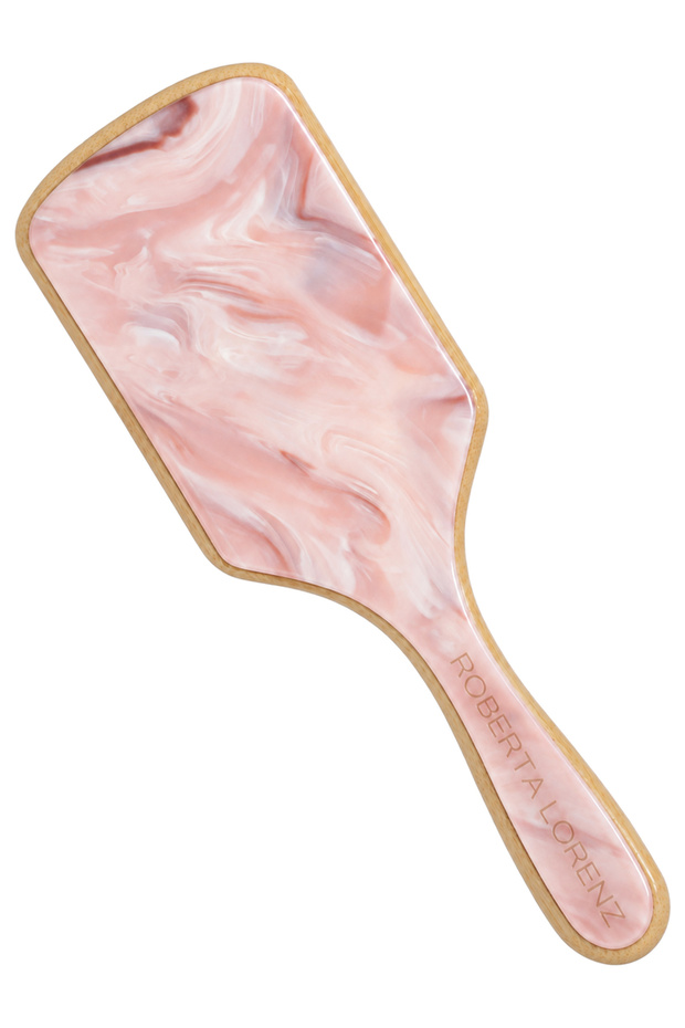 Pink Wavy Premium Acetate Bamboo Hairbrush and Comb 25 cm – Ergonomic Design, Massage Effect