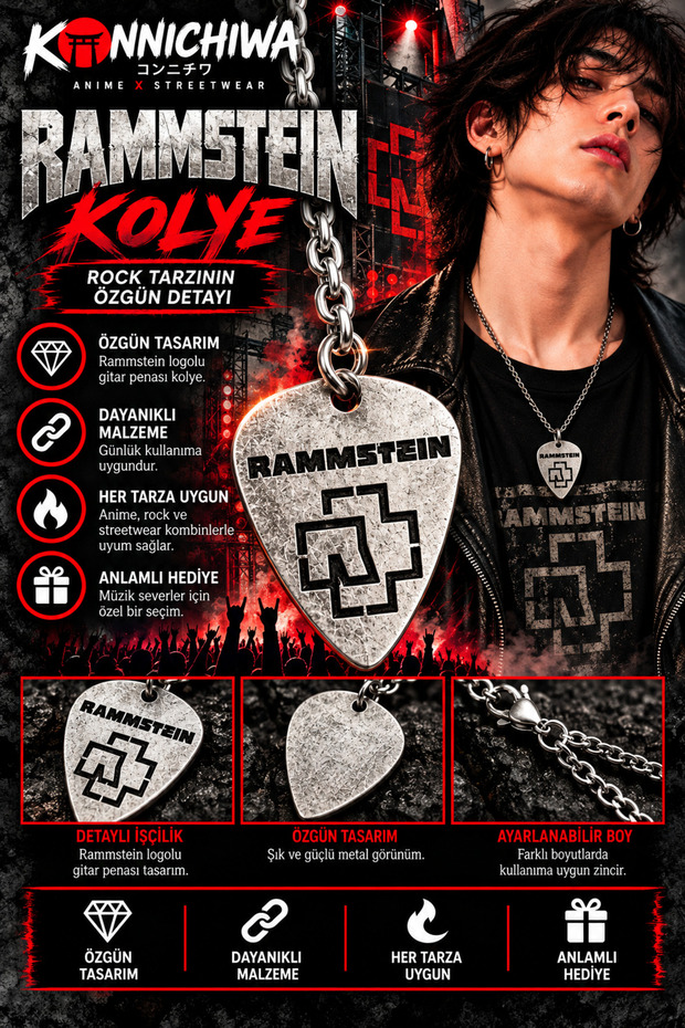 Rammstein Pena Necklace Unisex Rock Metal Music Necklace Silver Color