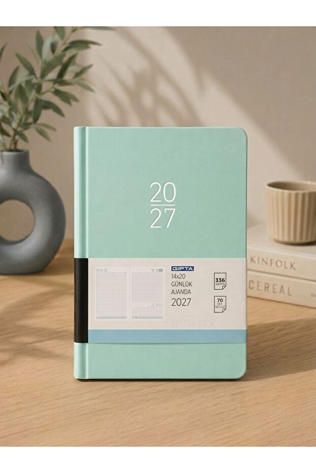 2027 Year 14X20 cm Daily Agenda 100-Eck Water Green Color
