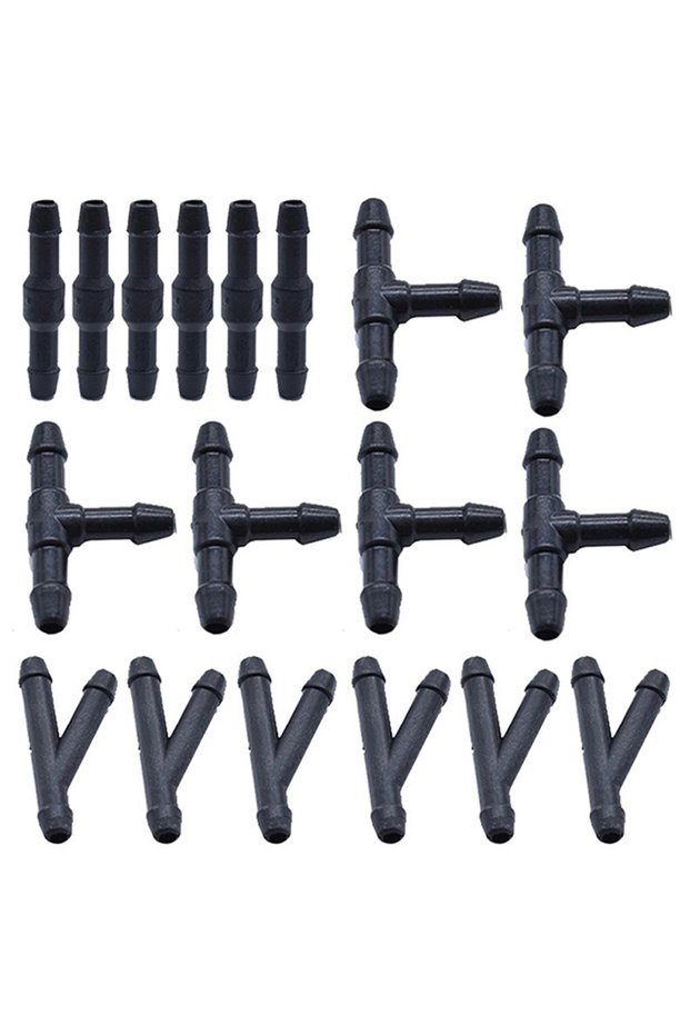 18PCS Windscreen Washer Joiner Pipe Connector I T Piece Straight 3 Way Y Air Fuel Water Petrol Wiper