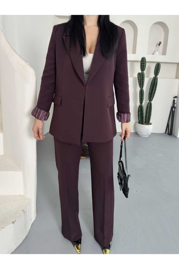 Blazer Jacket Wide-Leg Pants Set