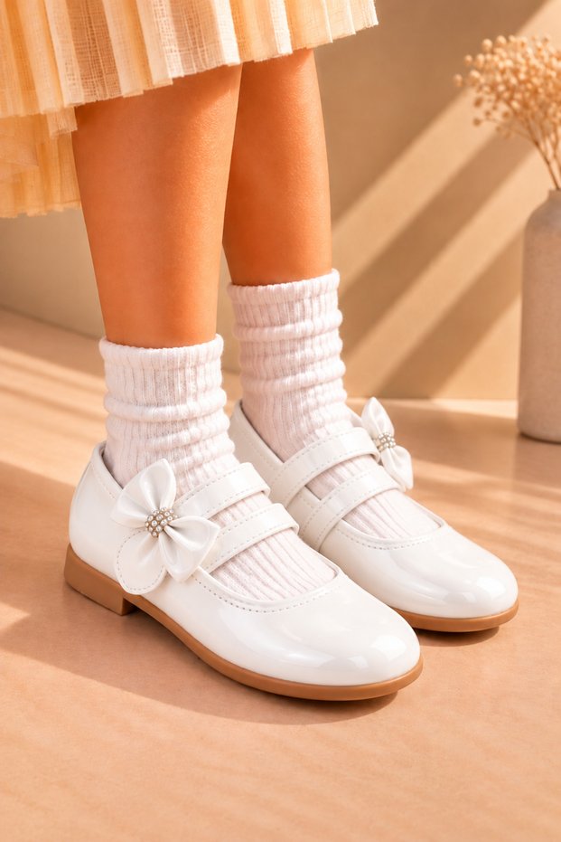 Female Child Babette Shoes Bow Child Babette Female Child Stone Babette Child White Orthopedic Babette