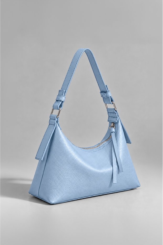Women's Blue Lined Hand and Shoulder Bag