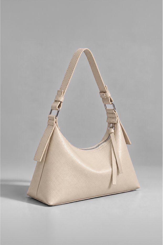 Women's Cream Lined Hand and Shoulder Bag