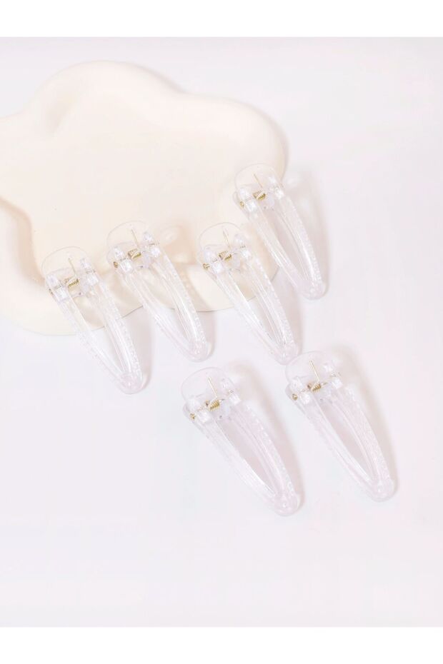 White-6TMJZ 6PCS transparent hair edge clips, split hair clips, transparent hair clips, women's casu