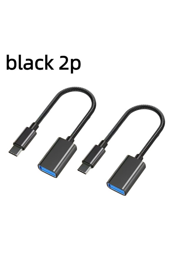 black 2pcs USB Type C Male to USB Female Cable Adapter USB-C To USB OTG Adapter Cable OTG Cable