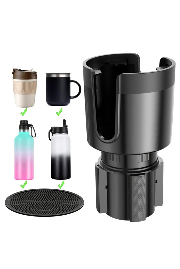 A Upgrade your car cup holder with this adjustable extender - suitable for large bottles and cups wi
