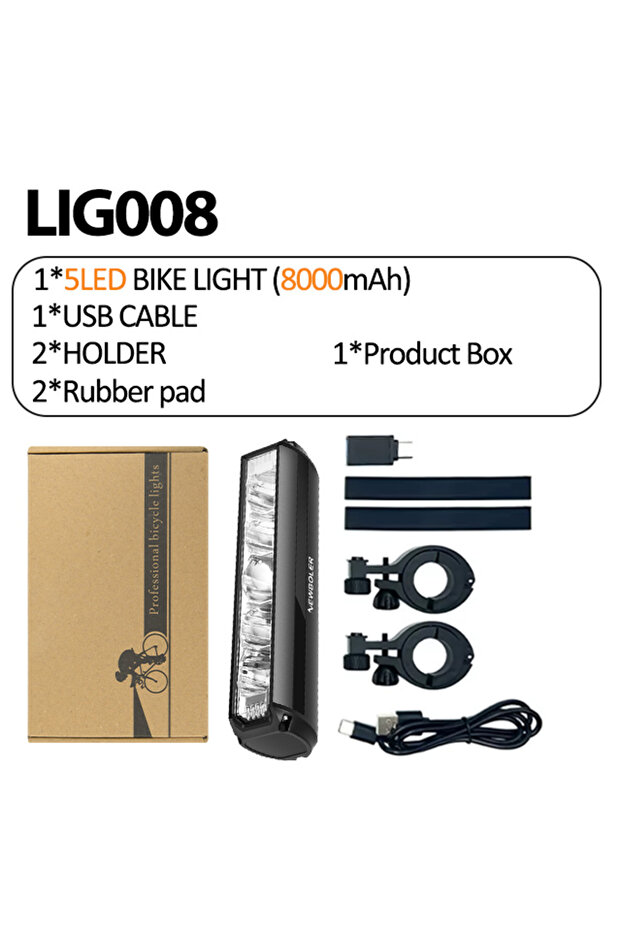LIG008 4/8LEDS Bicycle Lights Front High Lumen Bike Light 10000mAh Power Bank Flashlight USB Chargin