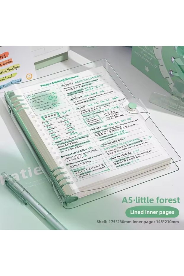 23x17.5cm C A5 Transparent Soft Cover 120 Pages Diary Loose Leaf Checkered Book School Notebooks Not