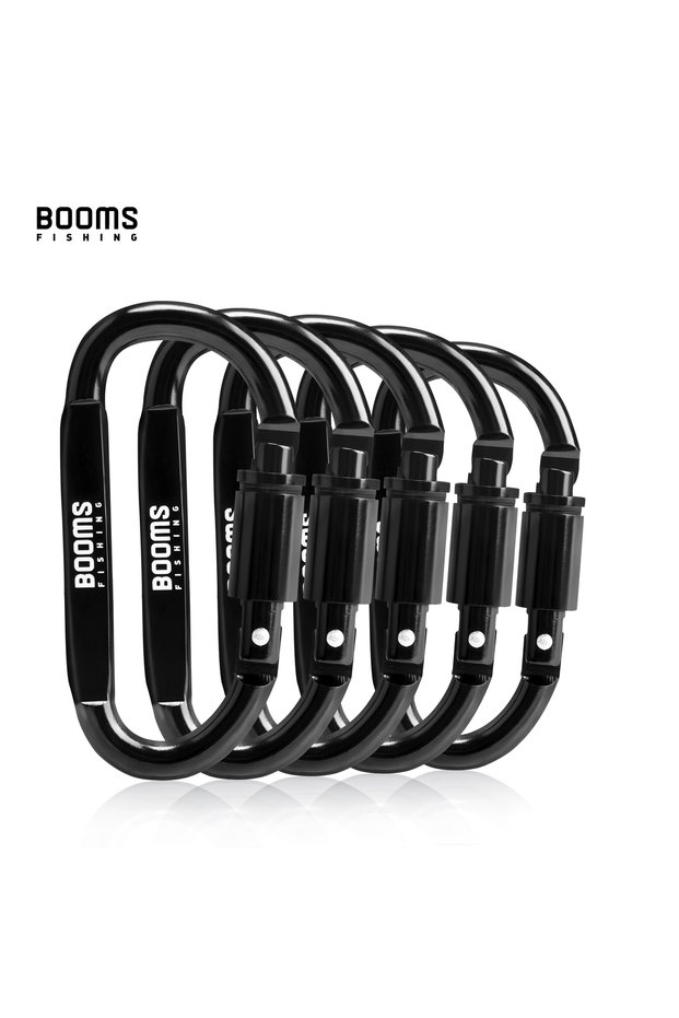 Black 5pcs Booms Fishing 1/9Pcs Survival D-ring Carabiner Clip Screw Lock Travel Hook Aluminum Aallo