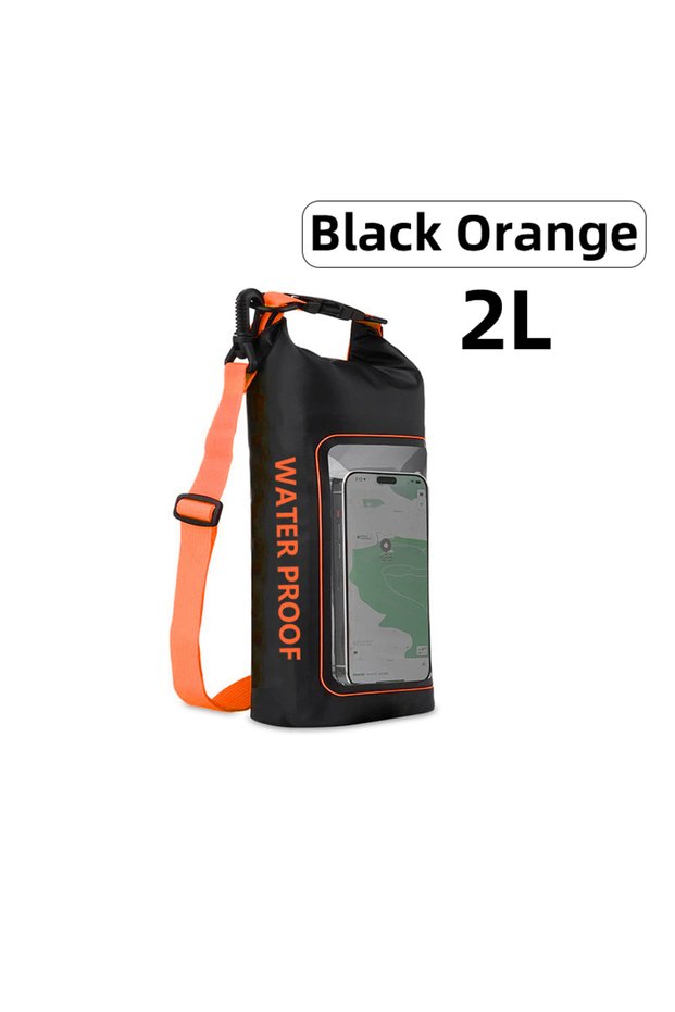 2L-Black Orange 2L/5L PVC Swimming Waterproof Bag,Mobile Phone Waterproof Dry Bag for Trekking Drift