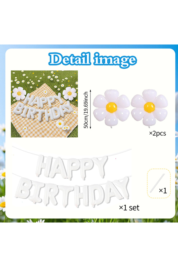 Daisy Balloon Set Daisy Birthday Balloon Set Birthday Letter Mini Daisy Aluminum Foil Balloon for Bi