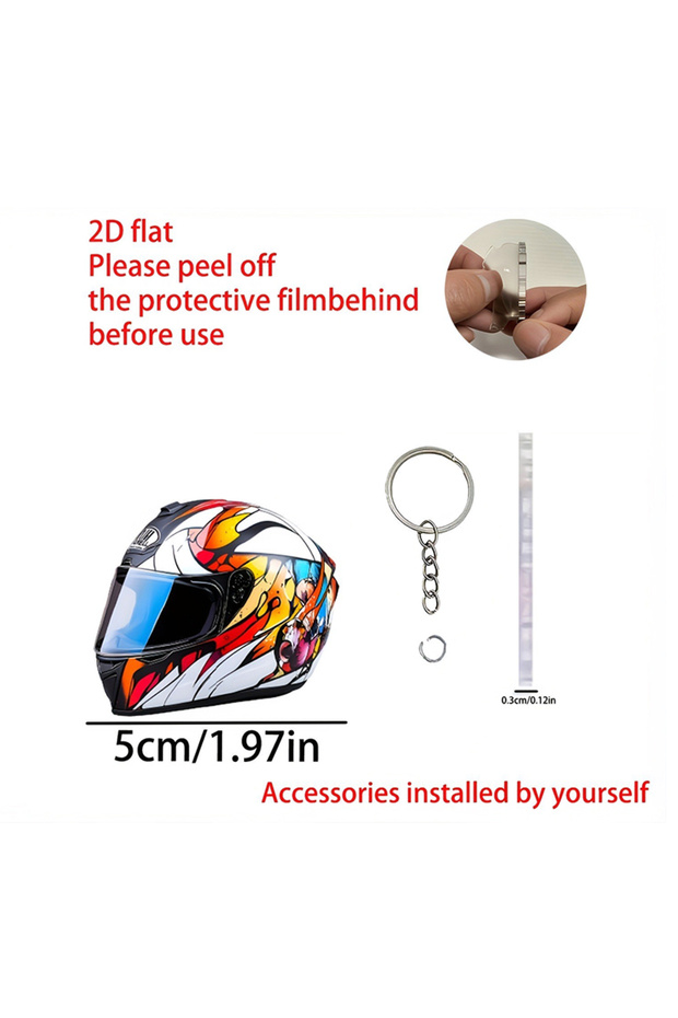 A4 Hot Sale Keychain Helmet 2D Flat Fashion Stereo Motorcycle Helmets Safety Auto Bag Car Key Ring K