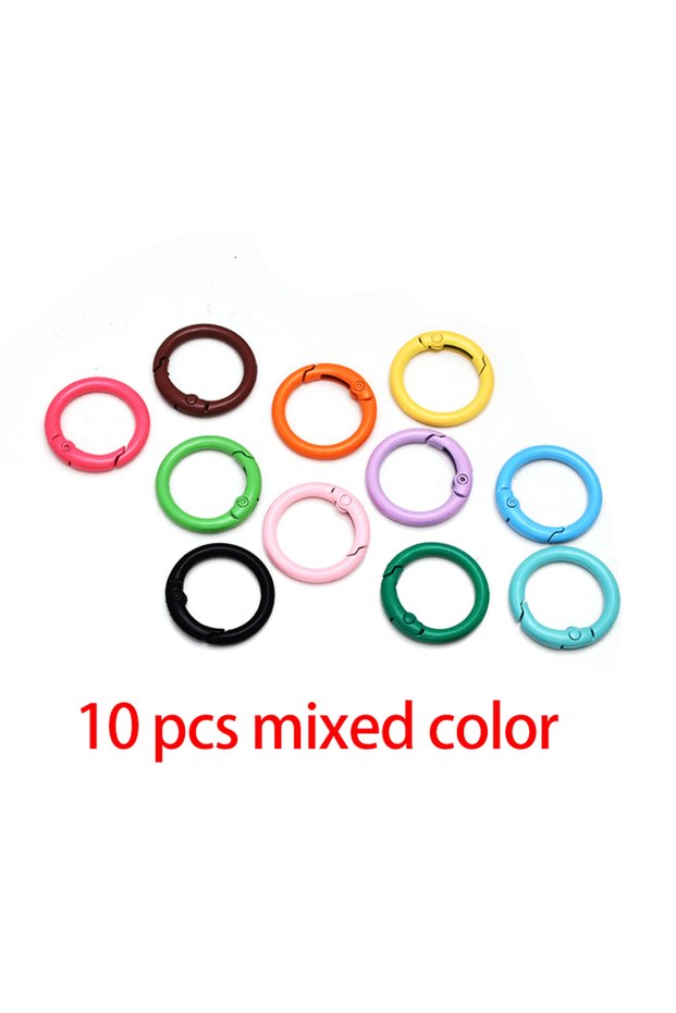 dia 24mm mixed color 10Pcs 24mm Alloy Trigger Round Snap Buckle Spring Keyring Buckle Snap Hook O R