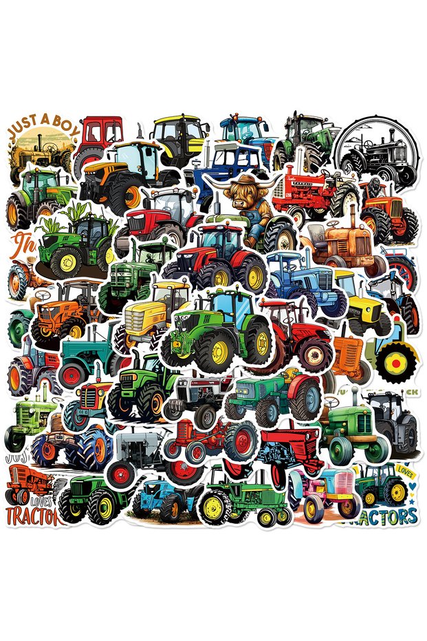 50pcs x2 50/100 Pcs Cartoon Farm Tractor HD Colorful Stickers DIY for Phone Case Scrapbook Suitcase