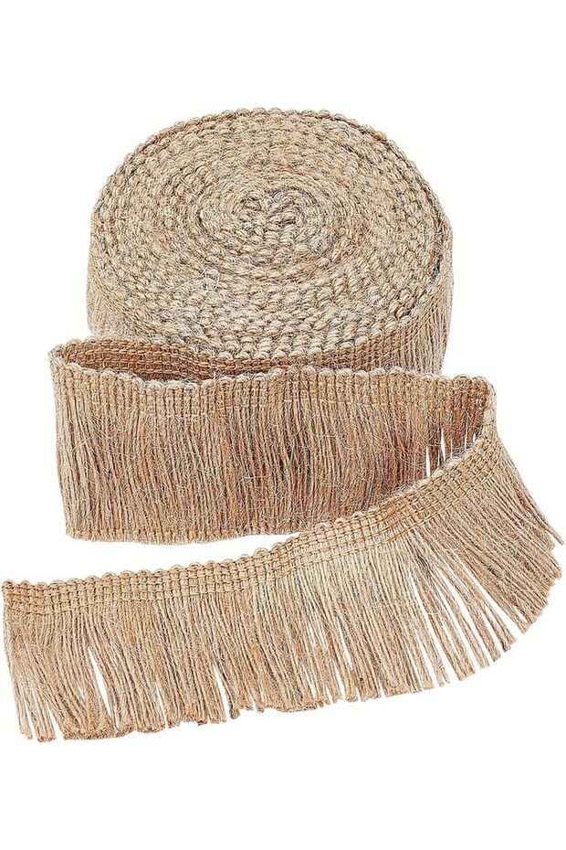 AECH05-12593 5.5 Yards 1.89" Wide Burlap Fringe Tassel Trim Jute Lace Sewing Chainette Fibre Trimmin