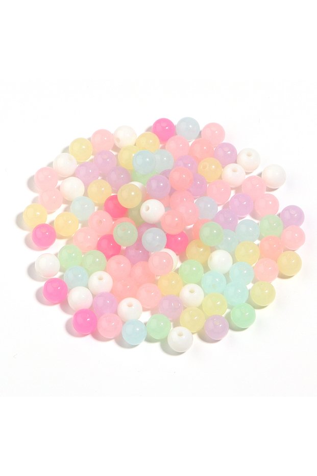 6mm (200Pcs) Candy Color Acrylic Beads 4/6/8/10/12/16mm Round Loose Spacer Bead for Jewelry Making D