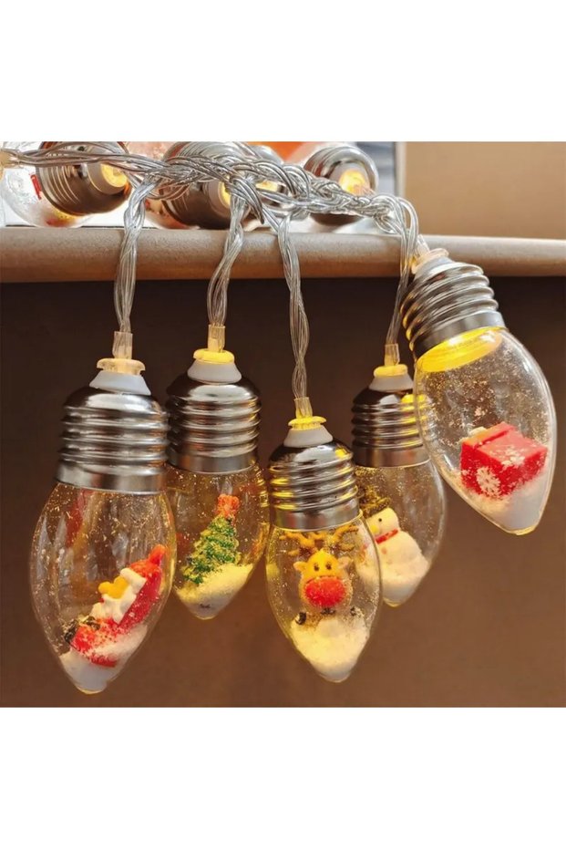 3M20LED Warm White 1pc 10/20LED Globe Bulbs String Light with Snow & Cute Ornaments Perfect For Home