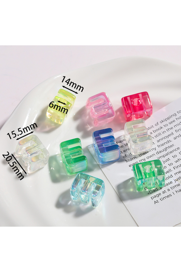 E 5pcs/lot Multicolour Random Letter Beads Acrylic Transparent Alphabet Bead For Jewelry Making DIY