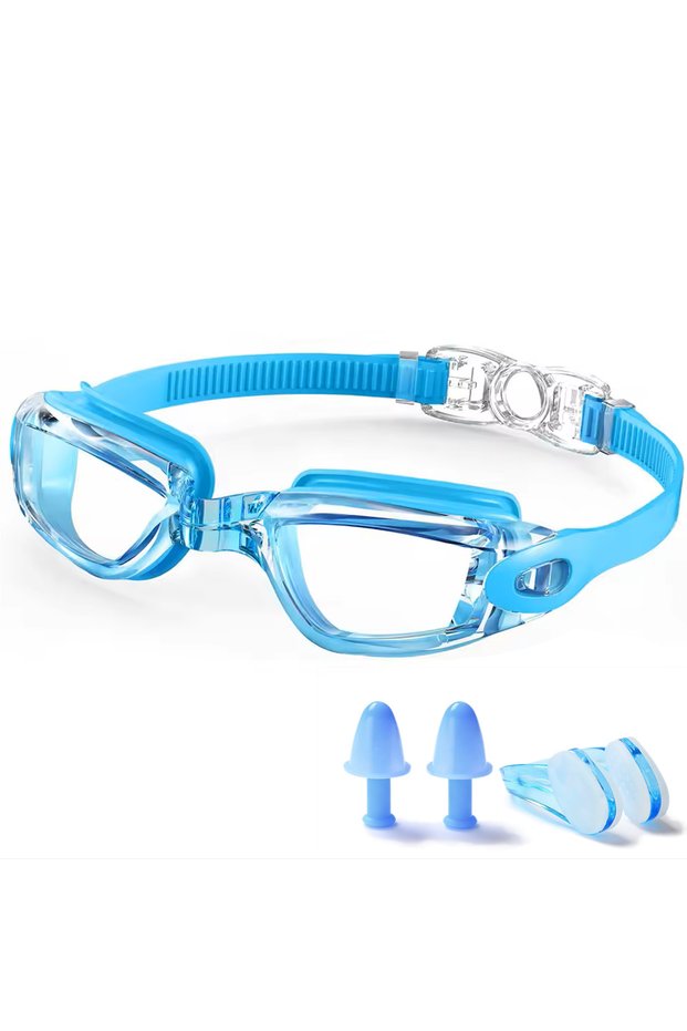 Light Blue Swimming Goggles Professional Waterproof Swim Eyewear Glasses Anti-fog 100% UV Protection
