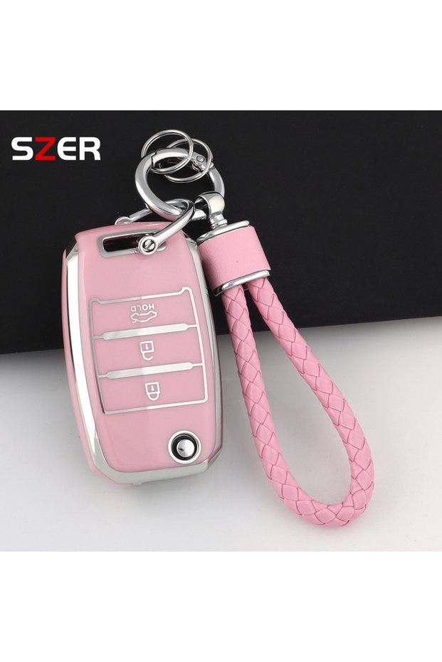 3 BTN Pink Set 3 4 Buttons TPU Car Flip Key Case Cover Shell For KIA Rio 3 Ceed Cerato K2 K3 K4 Spor