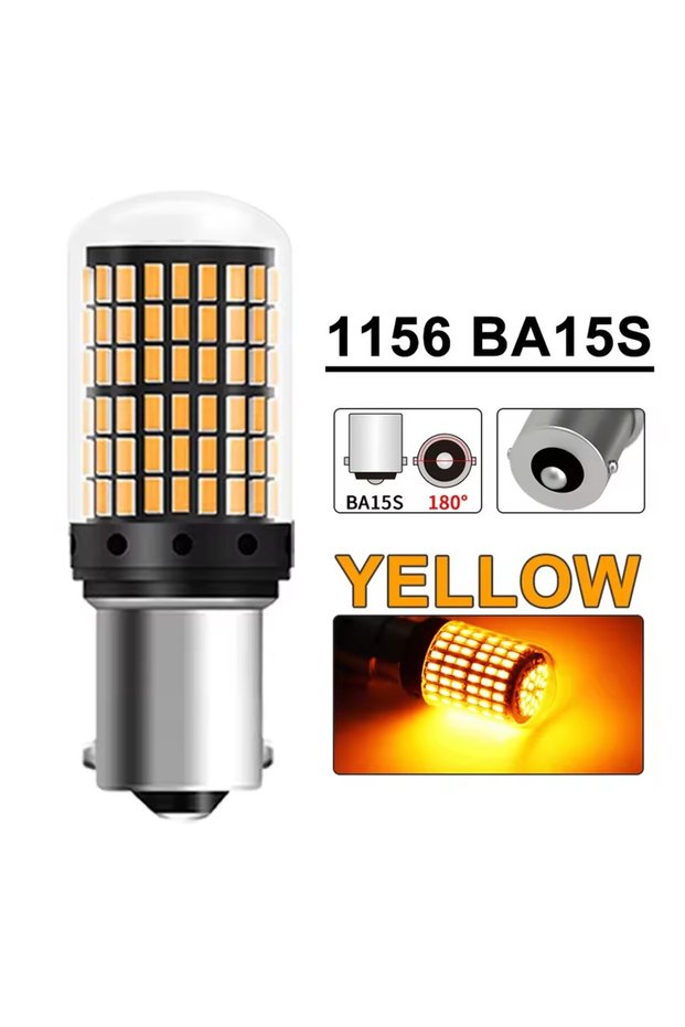 2 pcs BA15S - Yellow 2PCS 1156 BA15S LED CANBUS 3014 144 SMD 1157 BAY15D P21/5W 7440 T20 7443 Turn S