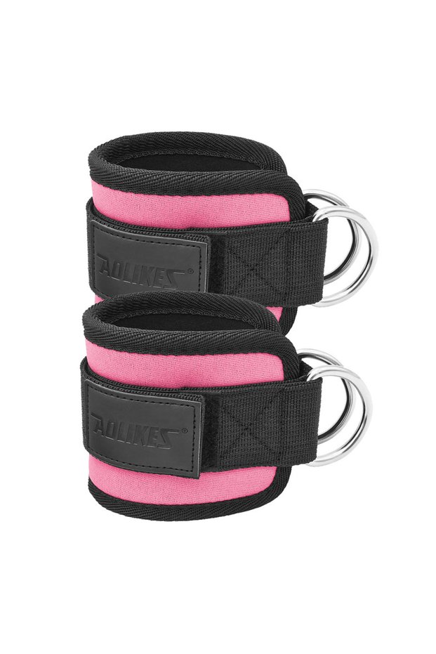 Aolikes 1Pair Rose AOLIKES Adjustable D-Ring Ankle Straps for Cable Machines-Comfortable Ankle Cuffs