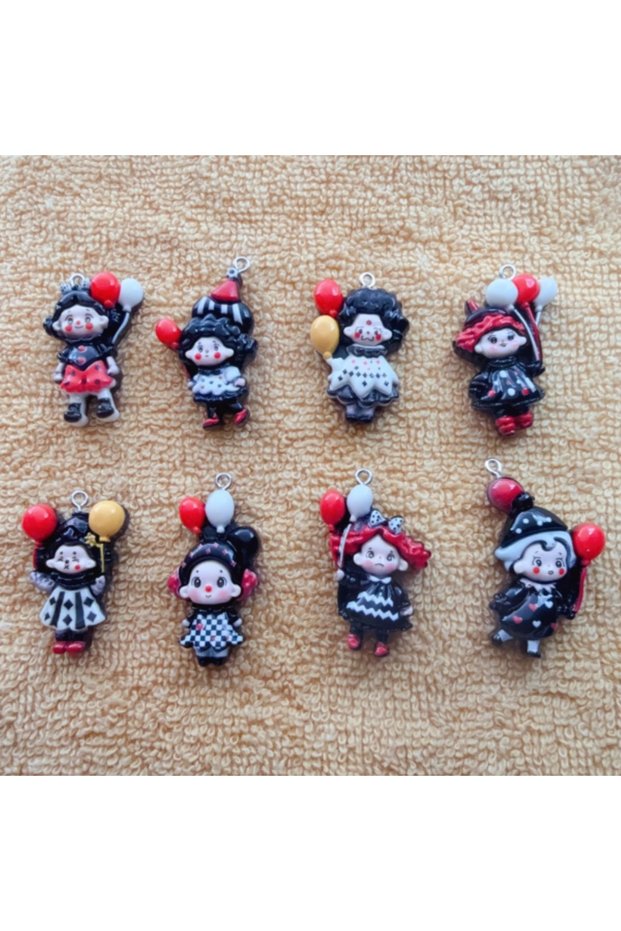 9 10pcs balloon cartoon clown pendant, DIY jewelry making earrings series keychain accessories