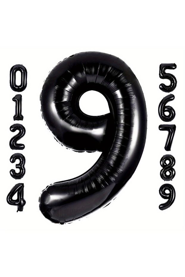 NUMBER 40inch Number 9 40 Inch Black Big Foil Birthday Balloons Helium Number Balloon 0-9 Happy Birt