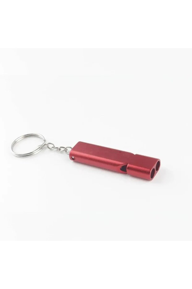 Red Flat Aluminum Alloy Dual Frequency Survival Whistle Double Tube Outdoor Survival Survival Whistl