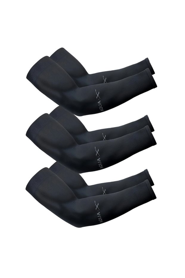 black 3Pairs Summer Sun Protection Ice Sleeve Men Women Fashion Breathable Elastic Ice Silk Arm Glo
