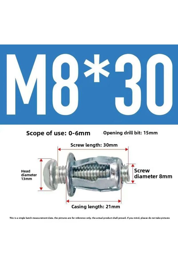 10pcs M8x30 10pcs Metal Screw Jack Nuts Steel Petal Nut Screw Expansion Nut Expansion Screw for Holl