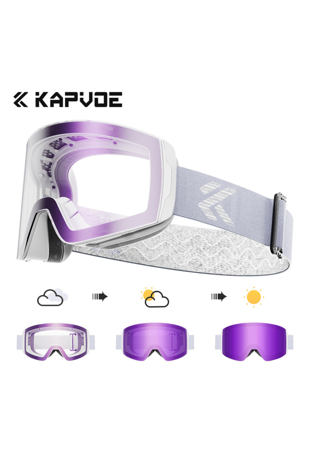 Photochromic-19 Photochromic Ski Goggles Magnetic Anti-Fog Lenses UV400 Protection Men