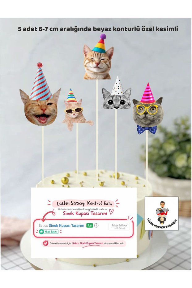 Cat Concept Adult Cake Decoration Happy Birthday