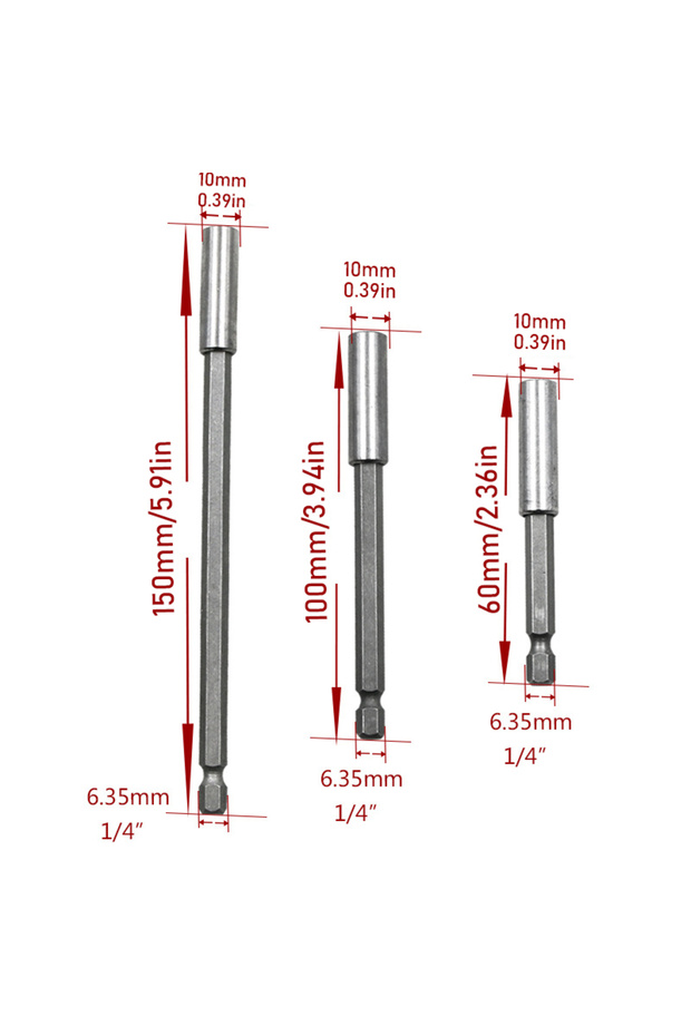 3pcs 60 100 150 1pc/3pcs 1/4" Hex Shank Screwdriver Bit Holder Magnetic Extension Socket Rod Quick C