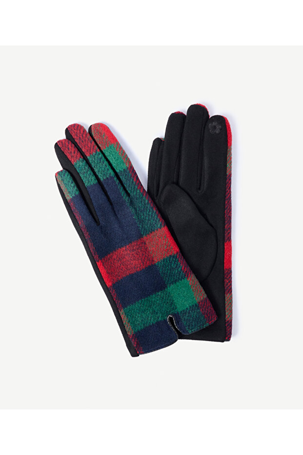 Plaid Patterned Fabric Gloves