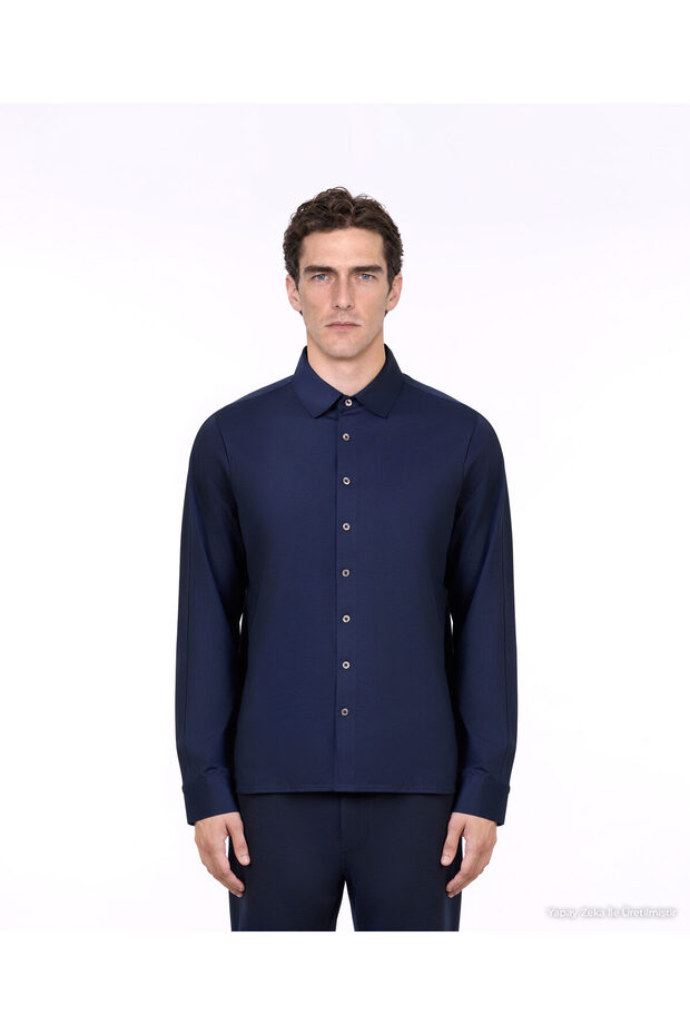 Regular Shirt Collar Long Sleeve Shirt
