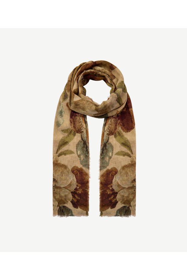 Large Floral Patterned Wool Shawl