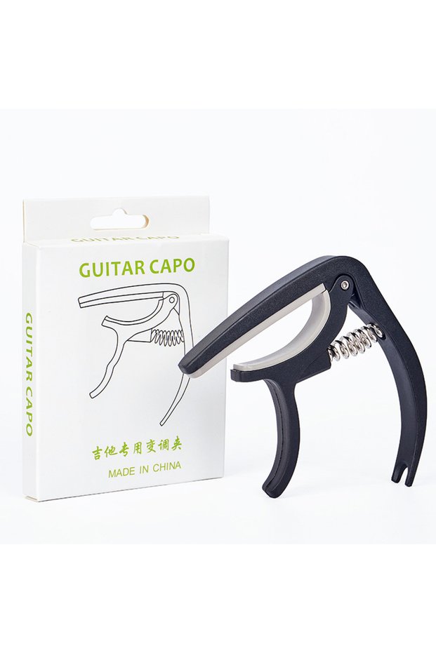 black Premium Nylon Guitar Capo - Quick Change Clamp for Easy Tone Adjustment - Fits Acoustic, Class