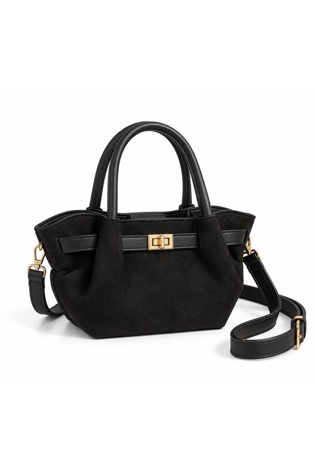 Belt Detail Women's Tiny Nubuck Hand Bag