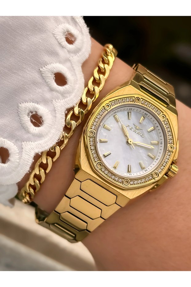 Yellow and Silver Steel Band Women's Wristwatch Fl43030A-D6 3Atm Water Resistant 2 Years Warranty