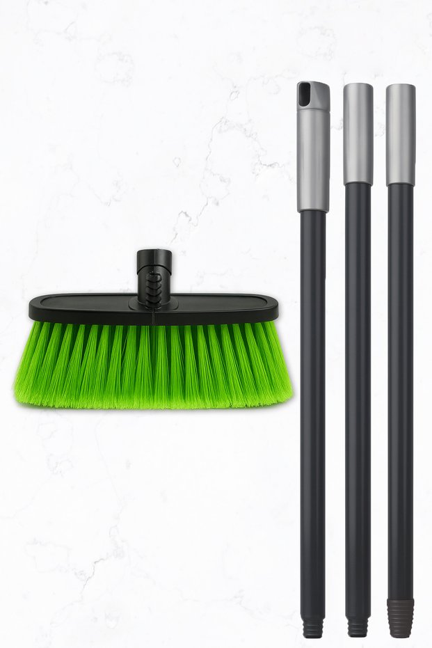 Household Brush with Handle - Extra Quality - 120cm Handle - Detachable Handle - Long Brush Bristles - Car Brush