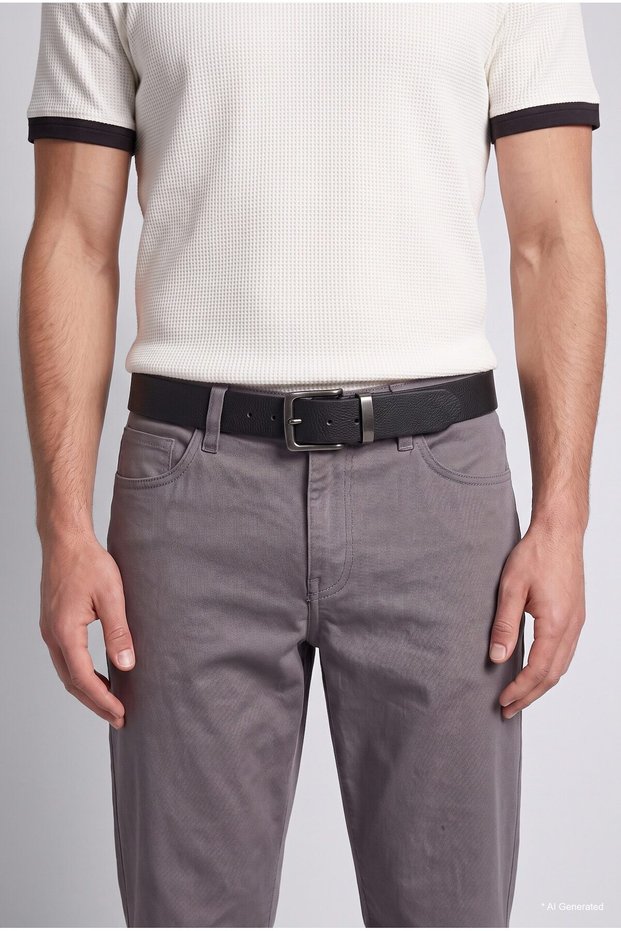 Men's Rectangular Buckle Faux Leather Casual Belt G9033Axns